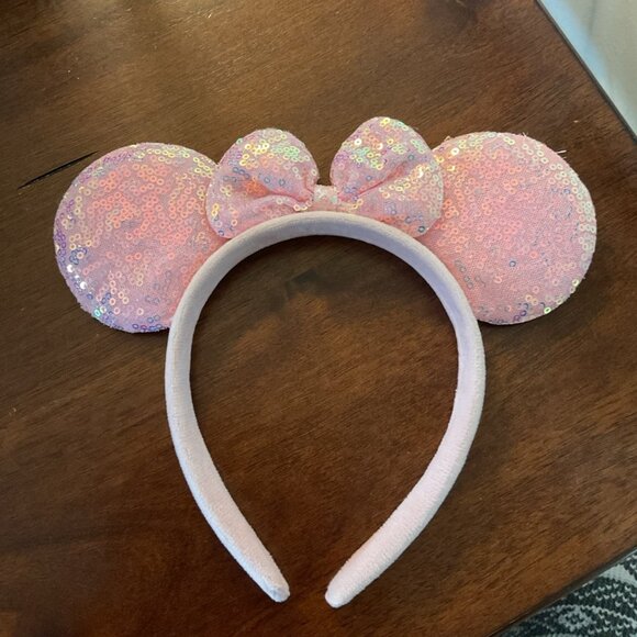 Minnie mouse pink sparkly sequins ears headband not from Disney